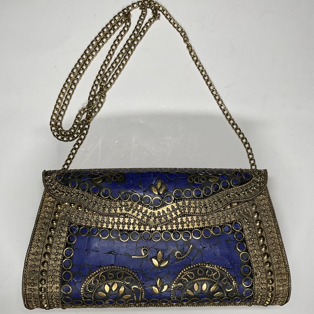 Elegant Blue and Gold Women's Bag